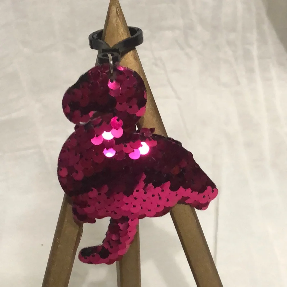Sequin Flamingo Keychain Charm - Picture 1 of 3